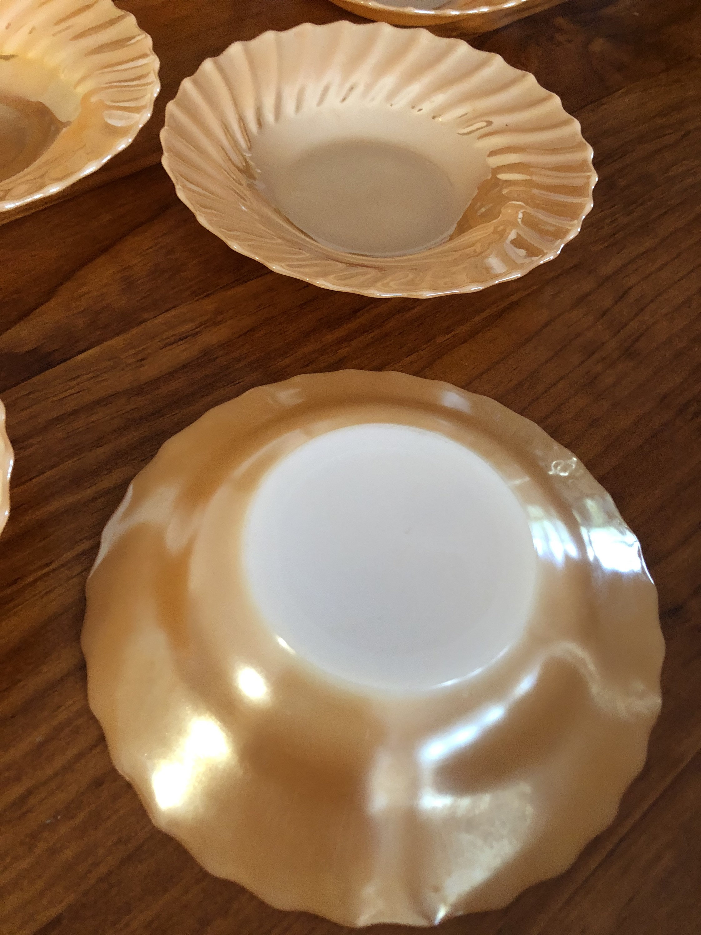Set of 6 Retro Termocrisa Brand Peach Lusterware 20cm Swirl