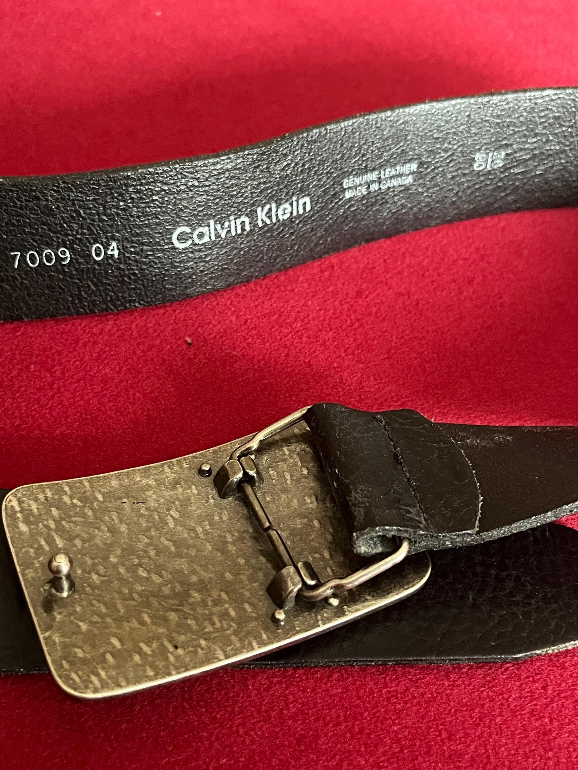 Vintage Calvin Klein Genuine Leather Black Belt Size XL Unisex Silver Hardware Vintage Genuine Calvin Klein Black Brown Leather Belt Medium  main image 2