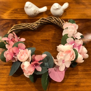 Heart Shaped-Rattan-Beautiful Mixed Floral Foliage Wreath-Shabby Chic-Door Décor-Wall Décor-Wedding Decoration-Country Rose -Rustic