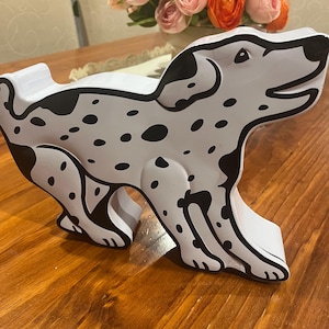 Collectable William and Sonoma Dog Biscuit Tin,Craft Tin- Sewing Tin,Empty LidTin Black White Dog Dalmatian?Fun pencil craft tin USA