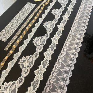 Vintage Lace Scrap Pack, for Slow Stitching, Journals, Collage, Crafting Materials Lace, Buttons - Beige & Pink Tones Pack Kids Crafts