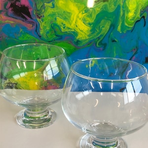 Retro Glass Brandy Balloon Glasses Set of 2 Heavy Base Whisky Glasses Man Cave Drinking Glasses Barware Bar Décor Retro Bar Collectors Set