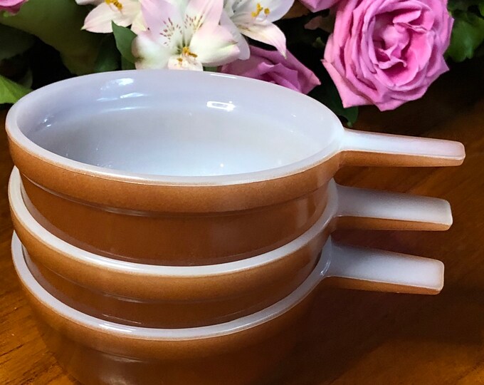 Crown Ovenware retro Brown ramakin Set X 3 vintage Set Collectable