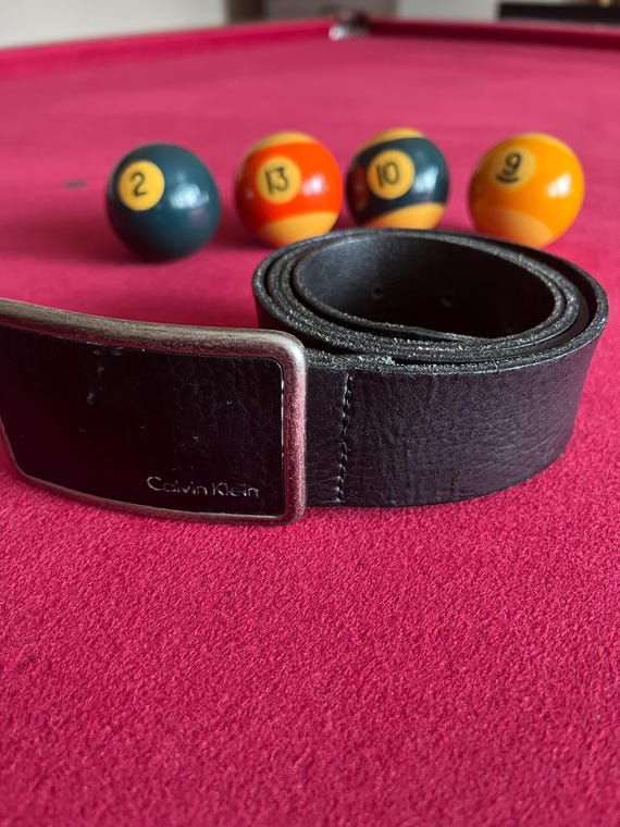 Vintage Calvin Klein Leather Belt: Black & Silver Buckle  display picture 1