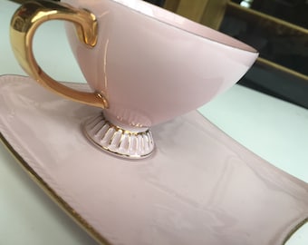 Westminster Australia retro vintage baby roze tennisset art deco theeservies jaren 1950 high tea bruiloft verjaardagscadeau shabby chic kopje goud