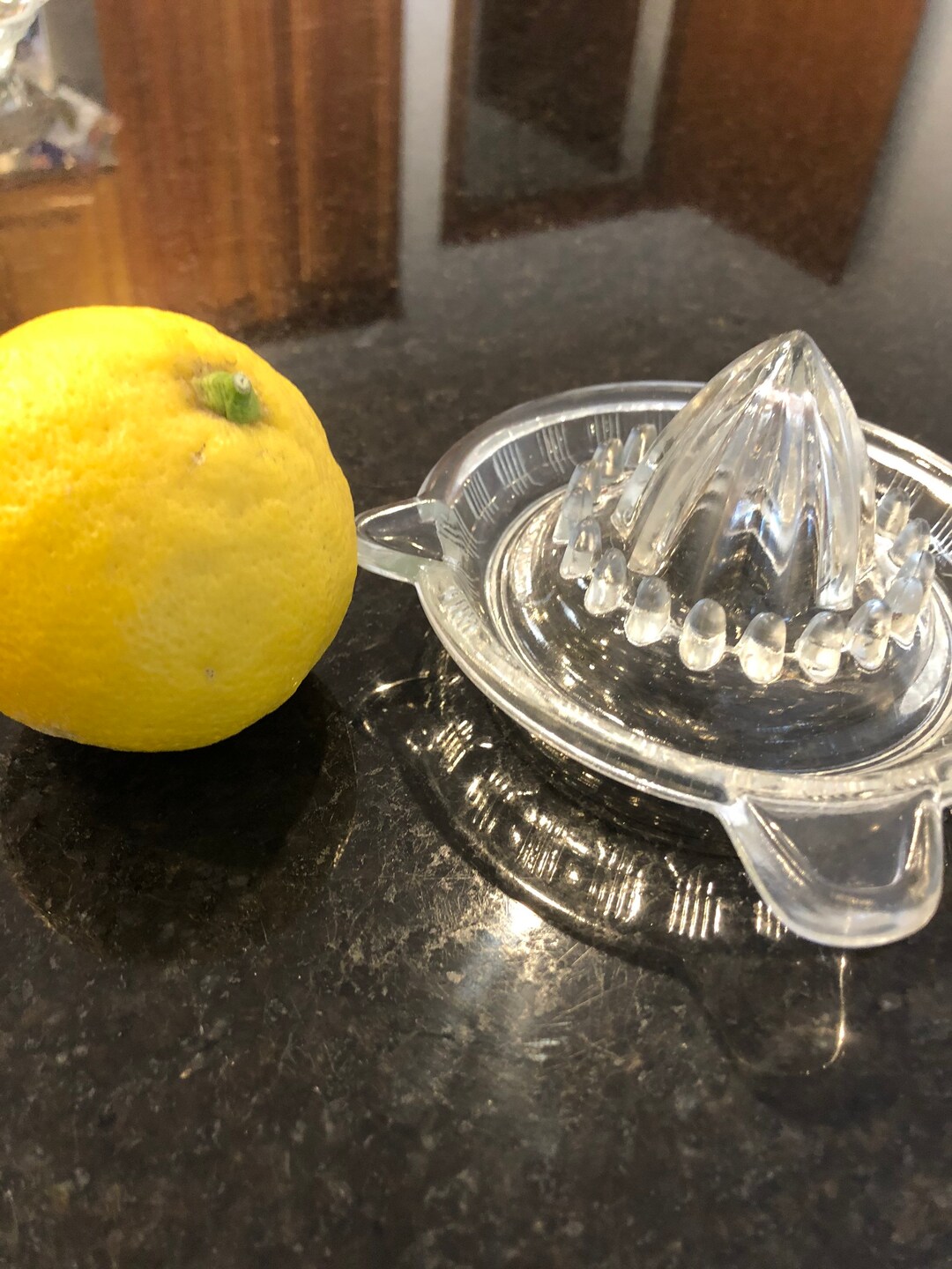 Retro Vintage Glass Hand Juicer Heavy Cut Clear Glass Lemon Etsy