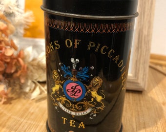 Vintage, Jacksons Of Piccadilly Tea Tin, Tea Storage, Tea Tin, Kitchen Décor, English Tea Tin ,Jacksons, Black Tin Collectable, Rare