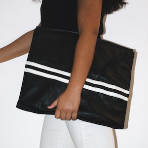 NO.2 Black leather laptop bag/ Recycled leather bag/ Leather tablet bag/ Handmade leather bag/ Vintage leather bag/ Laptop bag black leather