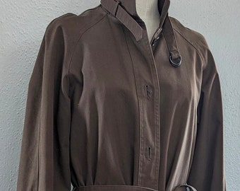 Vintage 70s Saks Fifth Avenue Trench Coat Brown British Hong Kong VTG Size 10 Read