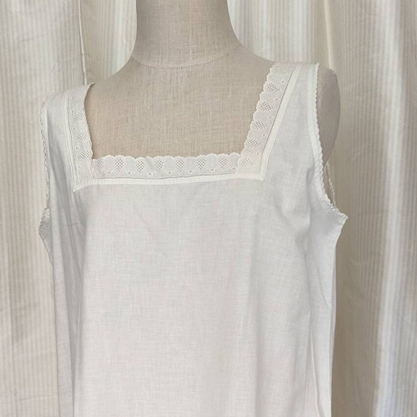 Antique Vintage Cotton Nightgown or Slip Lace Trim Size Medium 1920's Authentic