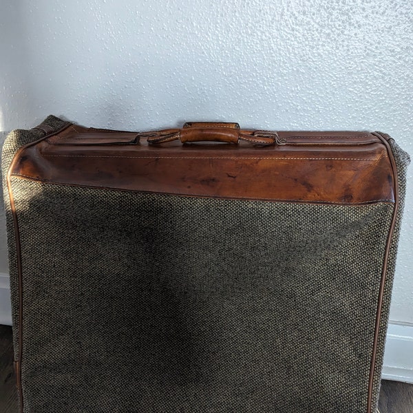 HARTMANN Tweed Leather Garment Bag Vintage Travel Suit Storage Suitbag