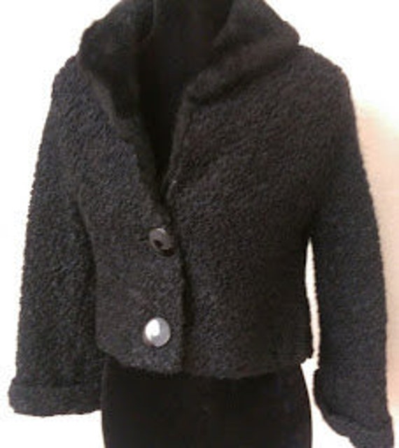 Lamb's Black Wool Short Coat Vintage "A Luxury Fab