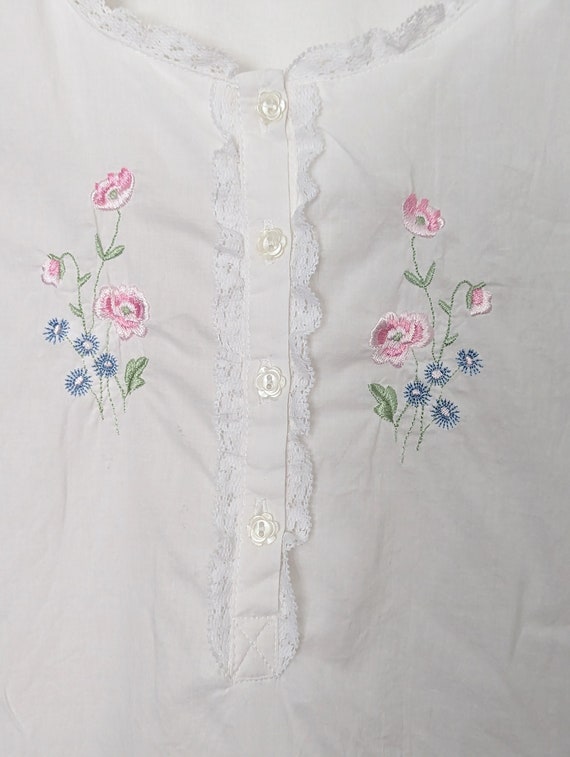 Laura Ashley Vintage Long Nightgown Lace Trim Emb… - image 3