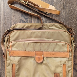 Hartmann Messenger Bag Mallette de transport pour ordinateur portable Nylon Cuir épaule VTG 16 x 13