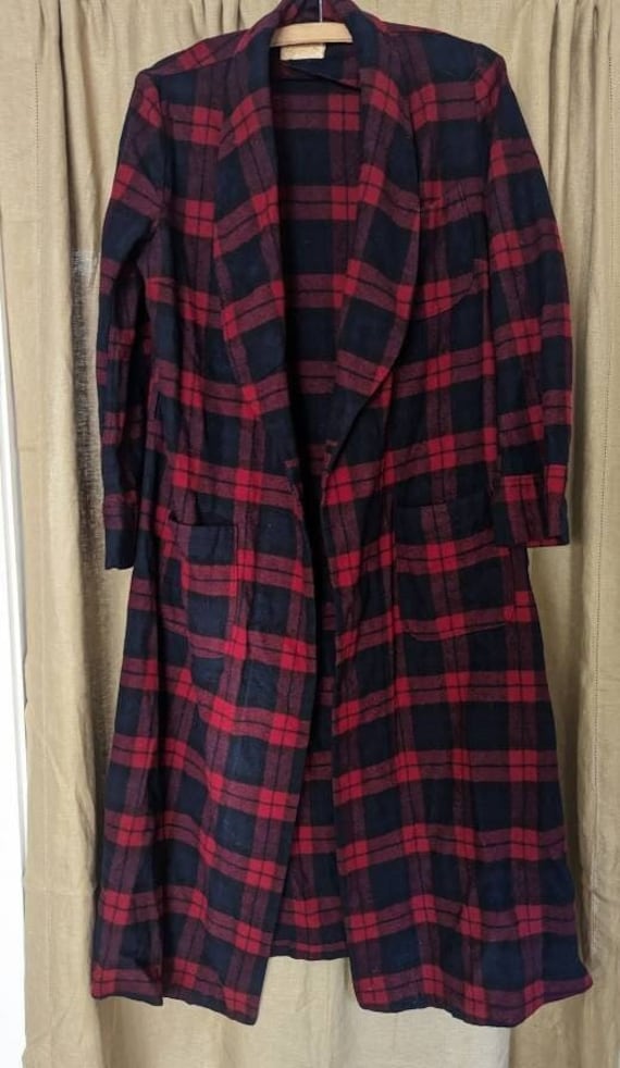 Pendleton Vintage Robe Wool Red Black Plaid Women… - image 1