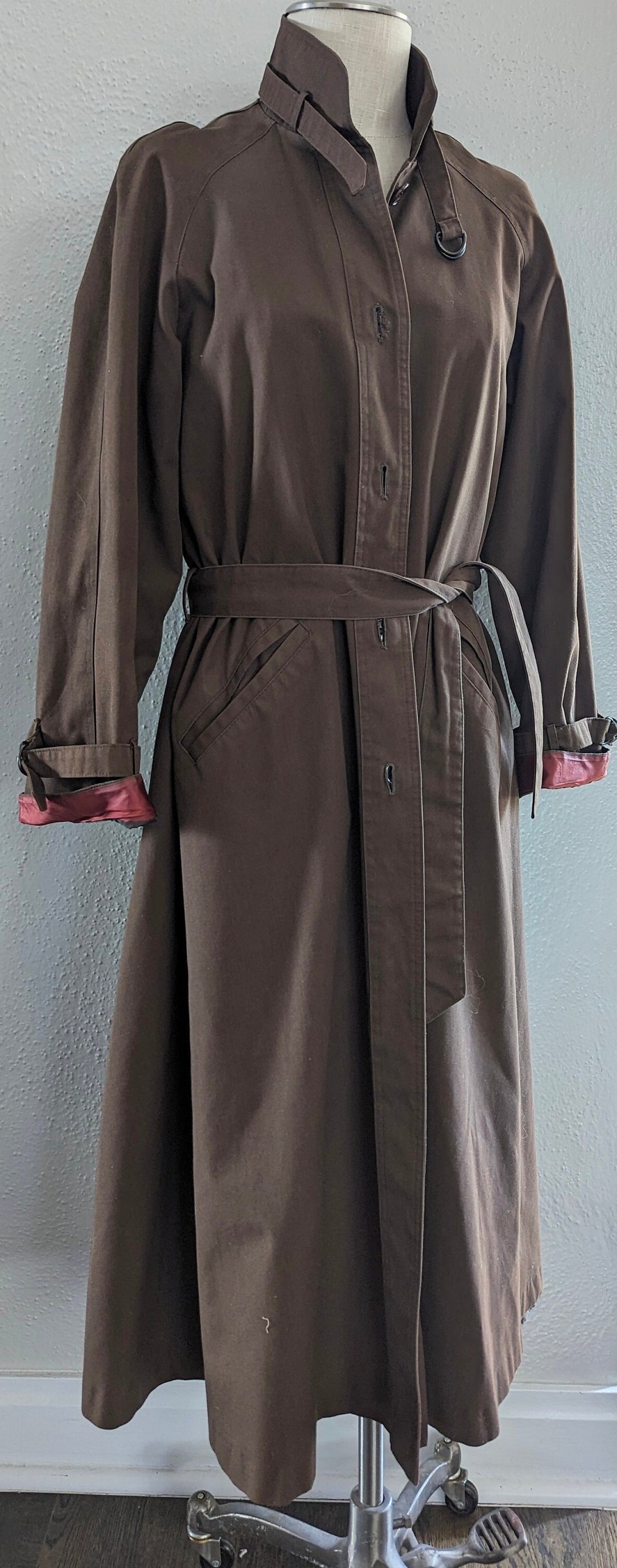 Vintage 70s Saks Fifth Avenue Trench Coat Brown Made in British Hong