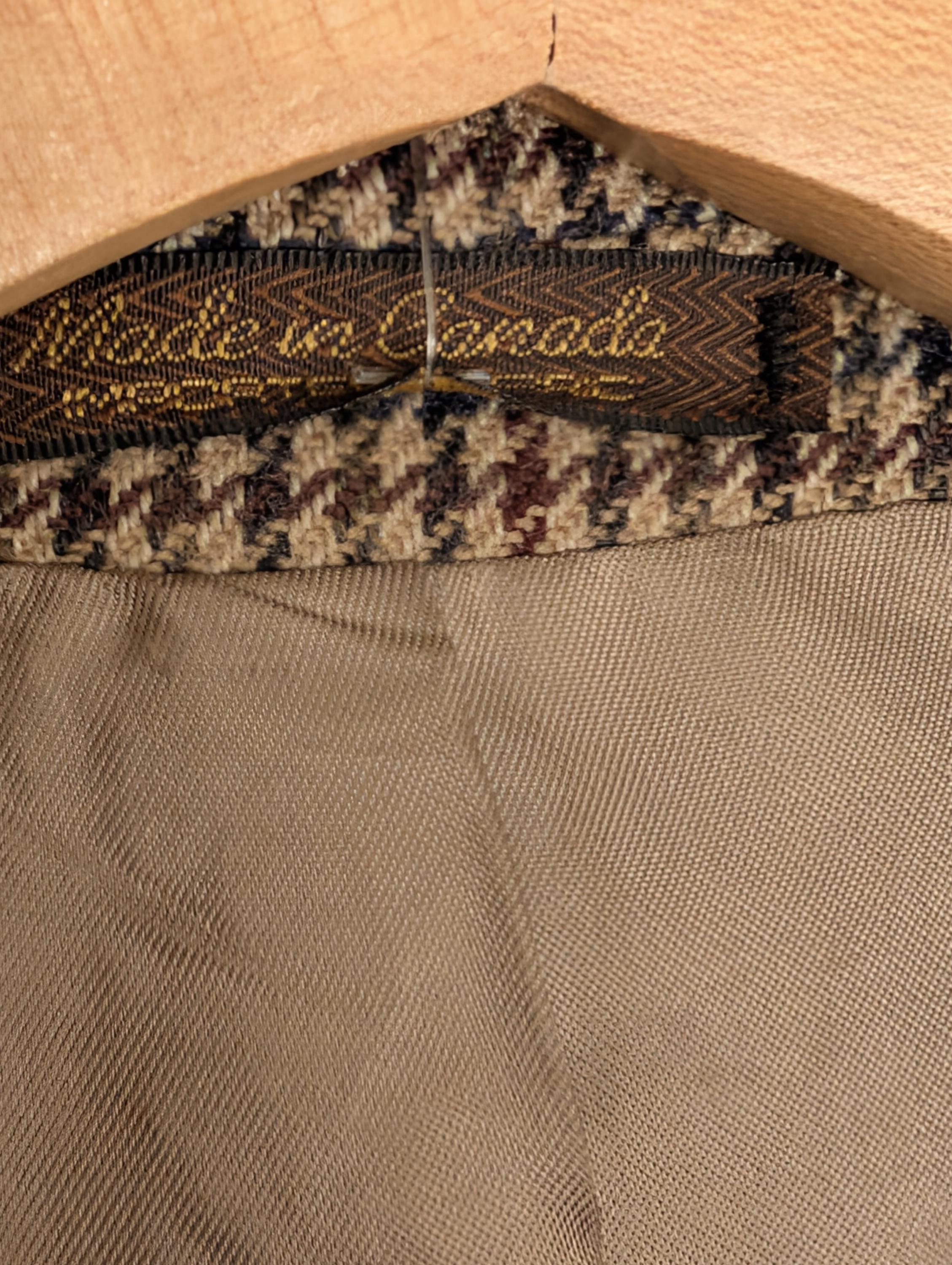 Vintage Chaps Ralph Lauren Wool Houndstooth Jacket, Tan Brown 46T 