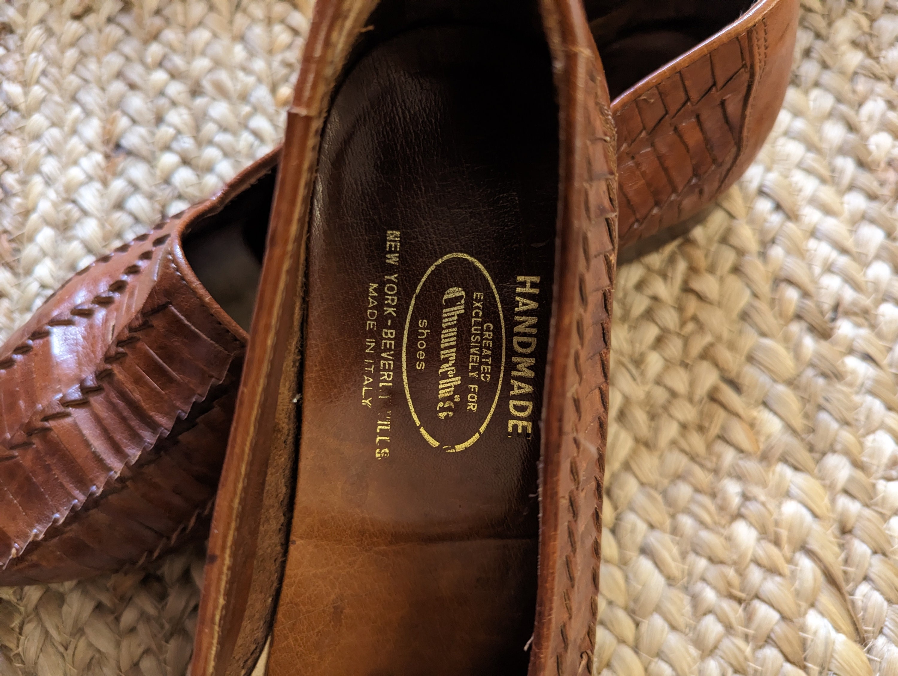 Church's Womens Woven Leather Loafers Slip Ons Italian Size Church's Womens Woven Leather Loafers Slip Ons Italian Size