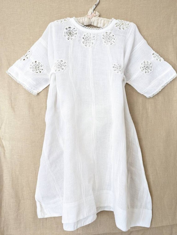 Vintage Toddler White Dress Size 4T White on Whit… - image 1