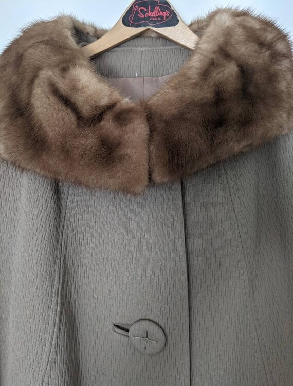 Forstmann Wool Coat with Mink Collar Taupe Tan 19… - image 3