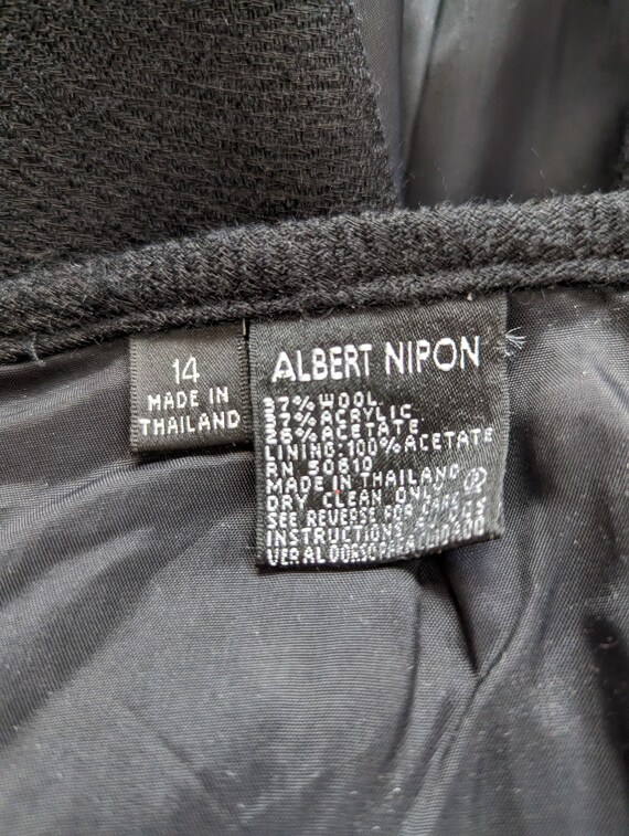 Vintage Albert Nipon Black Wool Blend Skirt Suit … - image 9