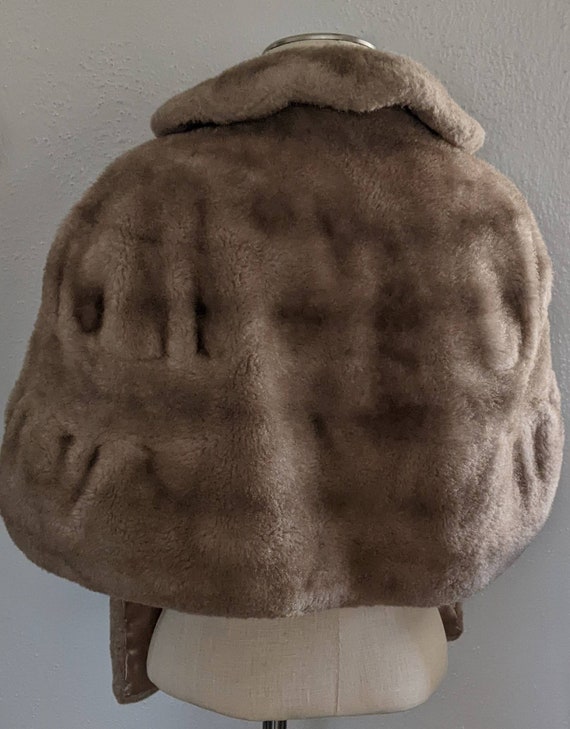 Faux Fur Short Shrug Stole Cape Wrap Jacket Satin… - image 2