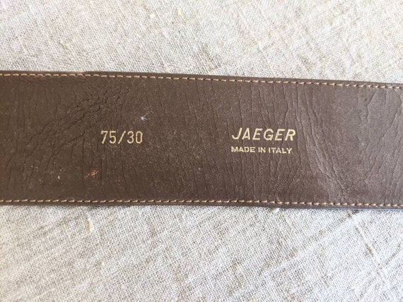 JAEGER Italy Leather Brown Belt Womens Tan Floral… - image 8