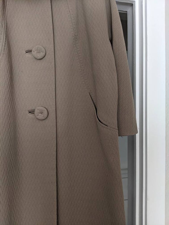Forstmann Wool Coat with Mink Collar Taupe Tan 19… - image 7