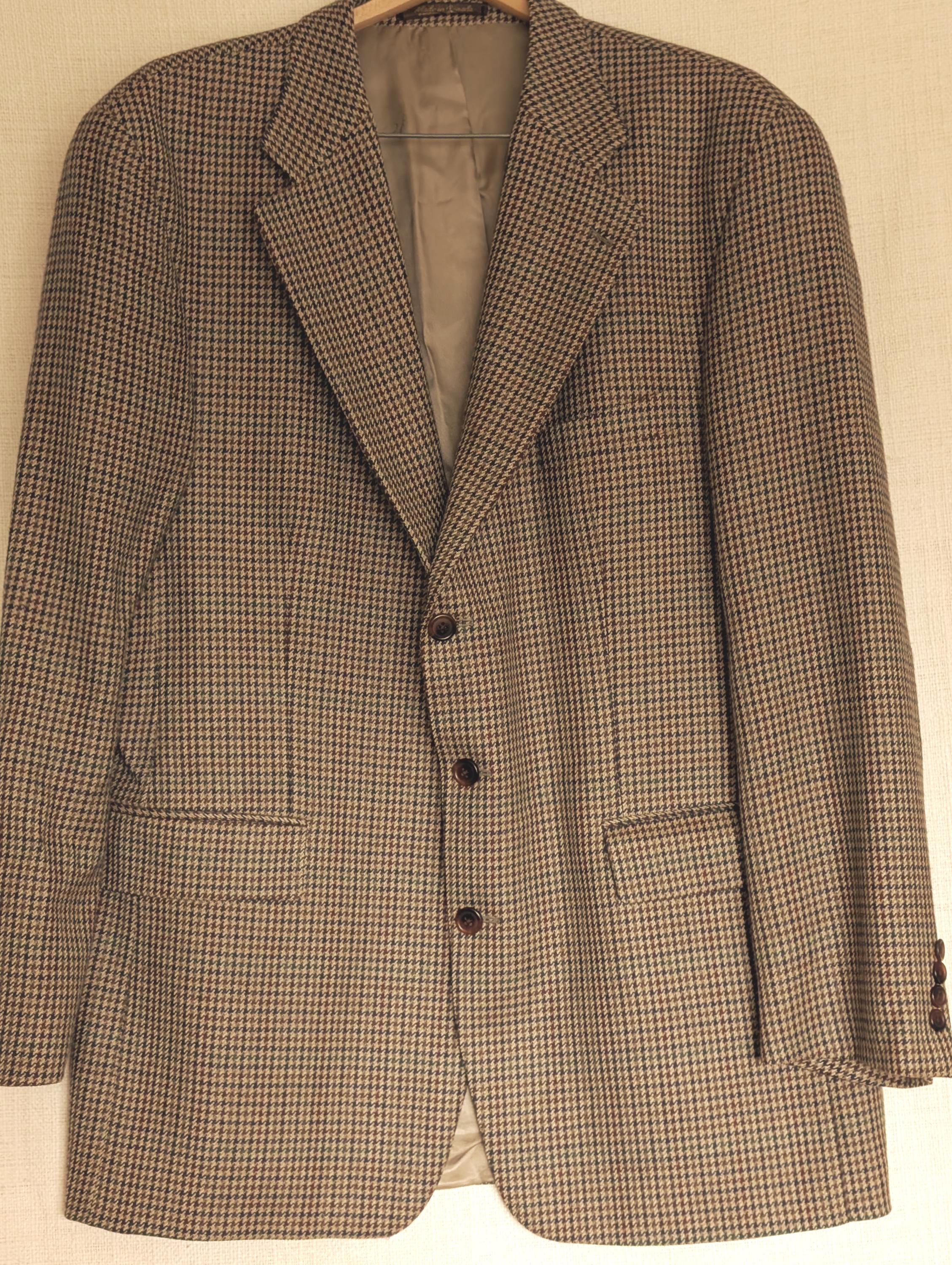 CHAPS RALPH LAUREN ピーコート ウール ベージュ Vintage Chaps Ralph Lauren Wool Houndstooth Jacket, Tan Brown 46T
