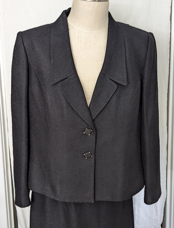 Vintage Albert Nipon Black Wool Blend Skirt Suit … - image 1