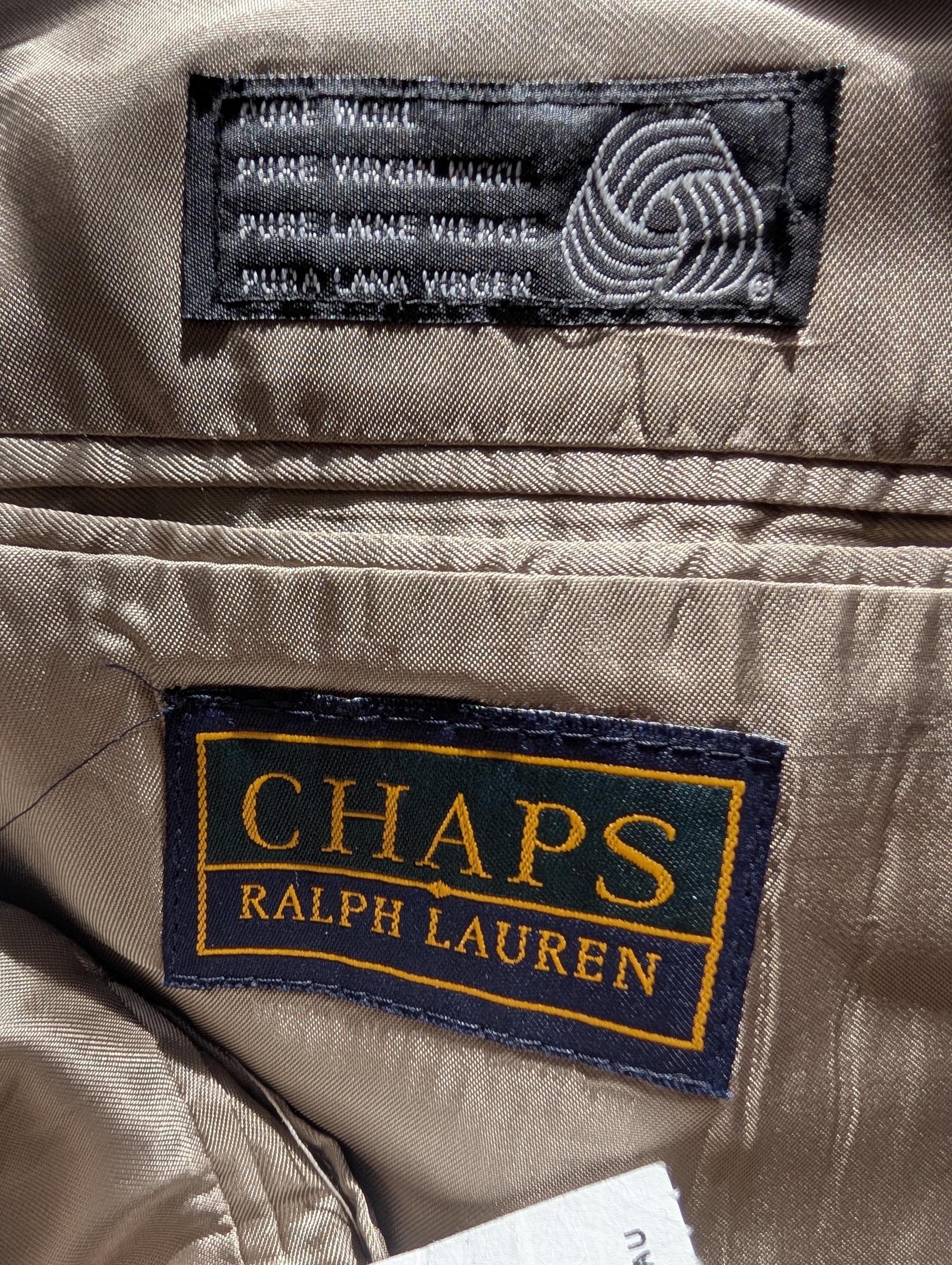 Vintage Chaps Ralph Lauren Wool Houndstooth Jacket, Tan Brown 46T