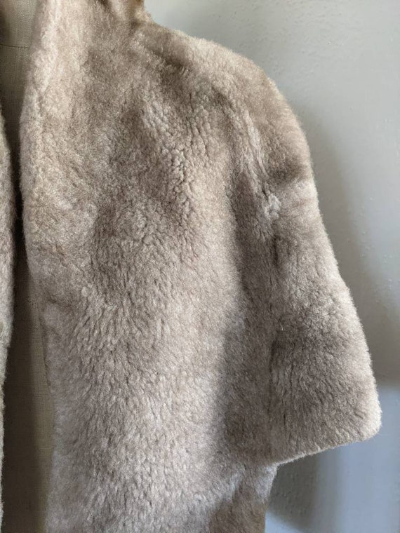 Faux Fur Short Shrug Stole Cape Wrap Jacket Satin… - image 4