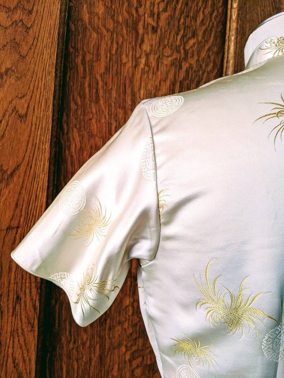 Vintage Gold Cheongsam, Silk Wiggle Dress, Qipao … - image 5