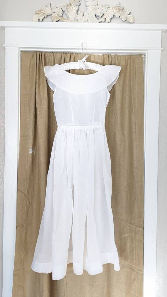 Vintage White Organdy Dress Sleeveless Bride Gradu