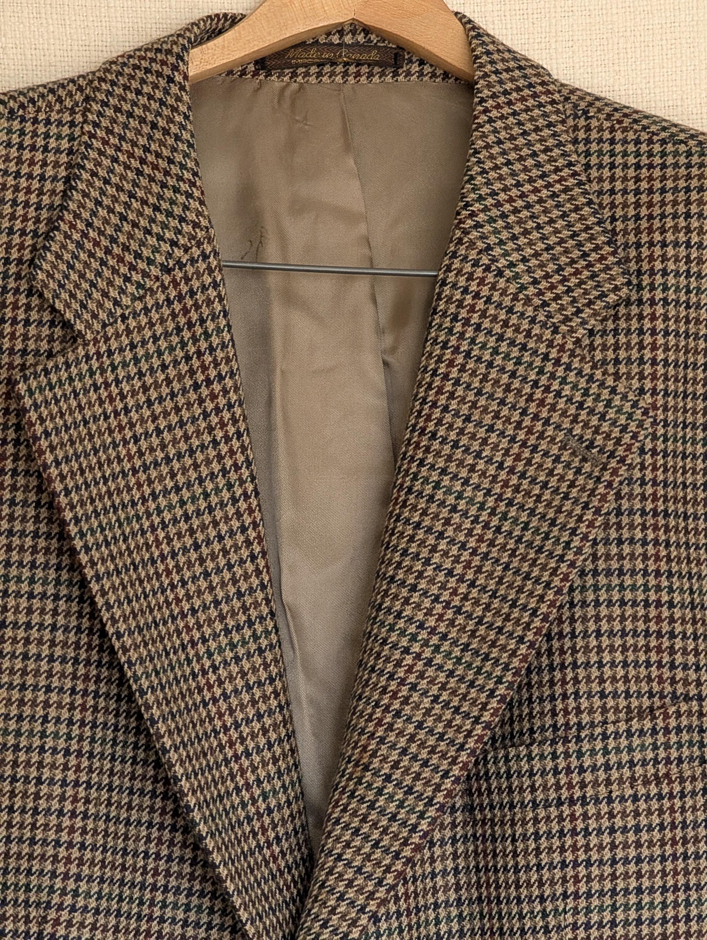 CHAPS RALPH LAUREN ピーコート ウール ベージュ Vintage Chaps Ralph Lauren Wool Houndstooth Jacket, Tan Brown 46T