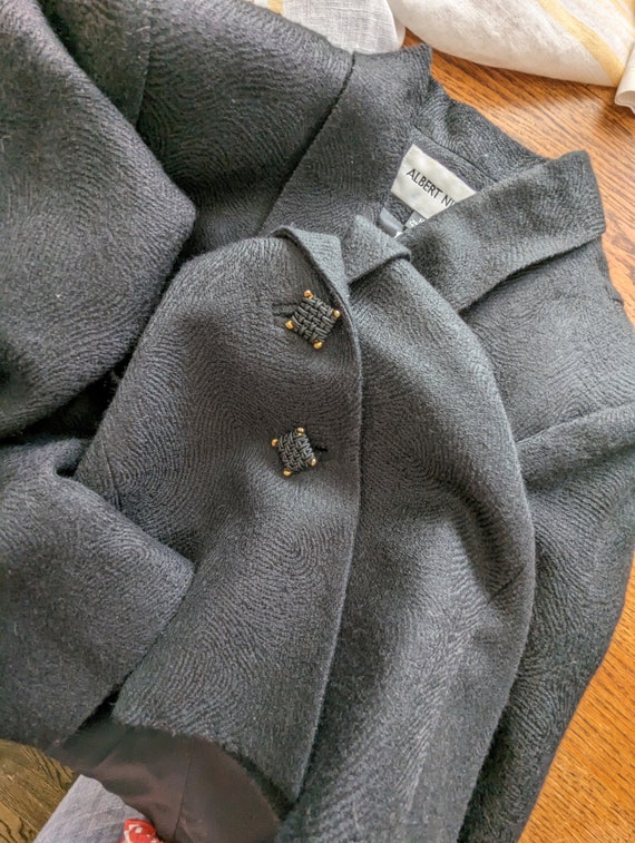 Vintage Albert Nipon Black Wool Blend Skirt Suit … - image 6
