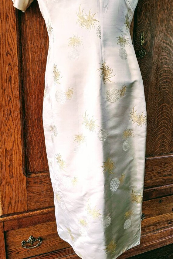 Vintage Gold Cheongsam, Silk Wiggle Dress, Qipao … - image 8