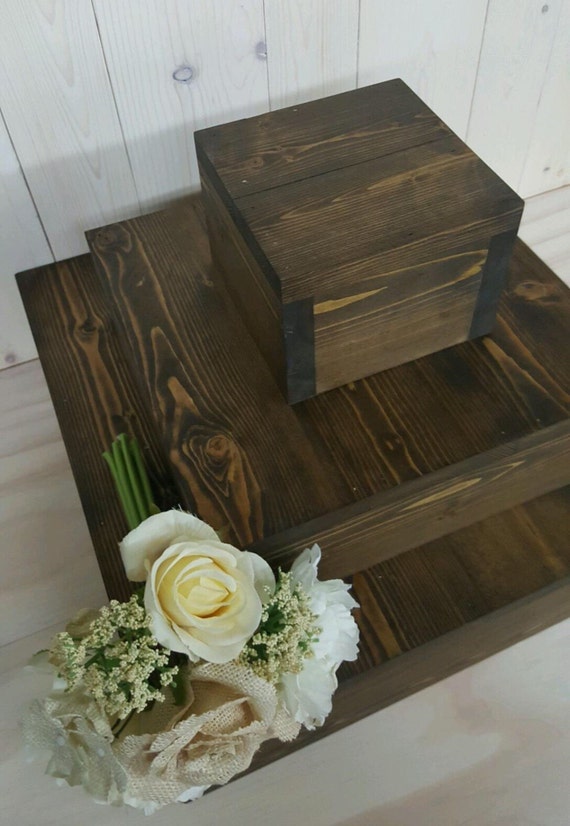 Rustic Wood Cake Stand Cupcake 3 Tier Image 0