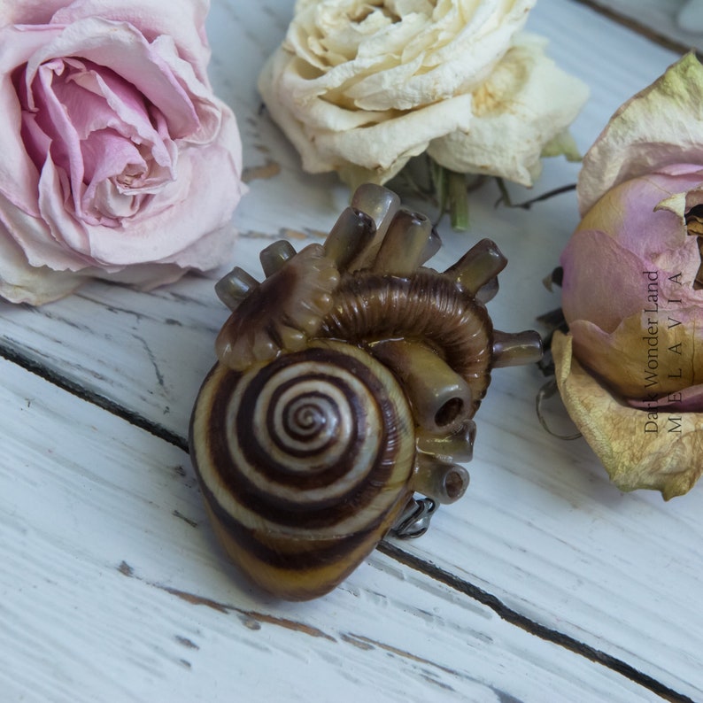 Brooch snail heart original