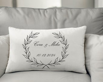 Personalisiertes Hochzeitsgeschenk für Brautpaar Benutzerdefiniertes Dekokissen mit den Namen der Paare und dem hergestellten Datum Brautdusche Geschenk Hochzeitstag