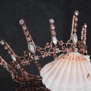 Black crystal tiara, full wedding tiara, vintage crown, black crown, bridal tiara, full tiara, bronze tiara.