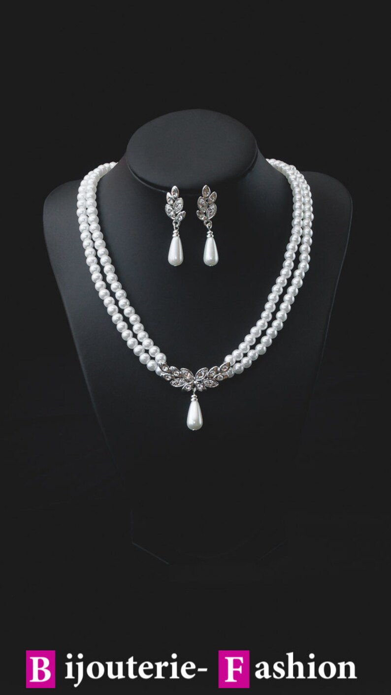 Aventine,Bridal jewelry Set,Bridesmaid Jewelry Set,Bridesmaid Gift Set,Bridal earrings,White Pearl Necklace and Earring Sets