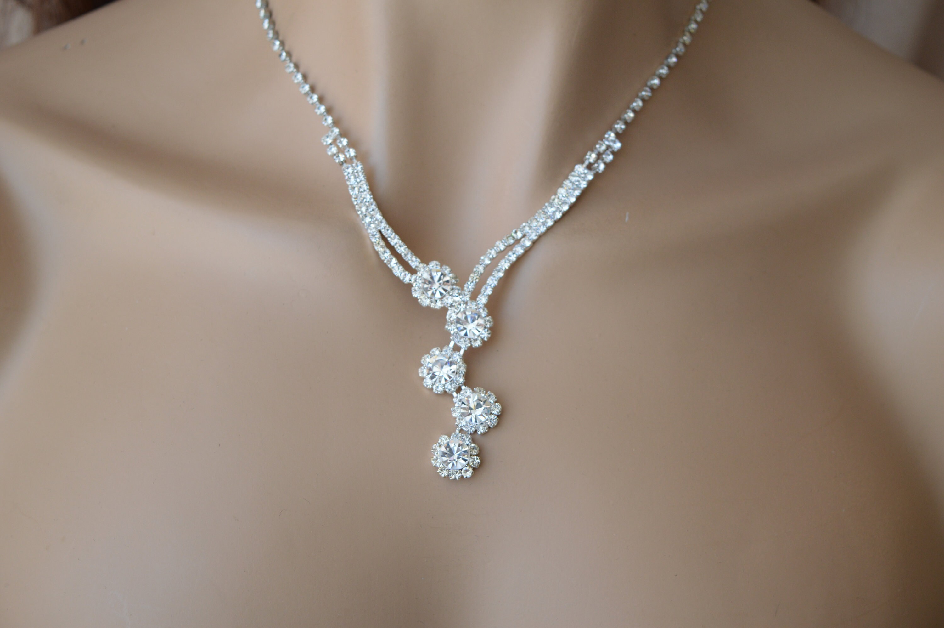Necklace and Earrings Bridal Jewelry Set Wedding Etsy