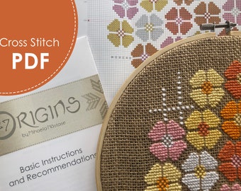 17 Happy Flowers - Counted Cross Stitch Pattern - Modern Cross Stitch