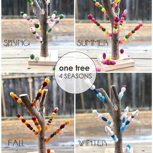 All Season Wooden Tree Educational Activity Set for Children Nature Based Learning, Waldorf, Reggio, Montessori image 2