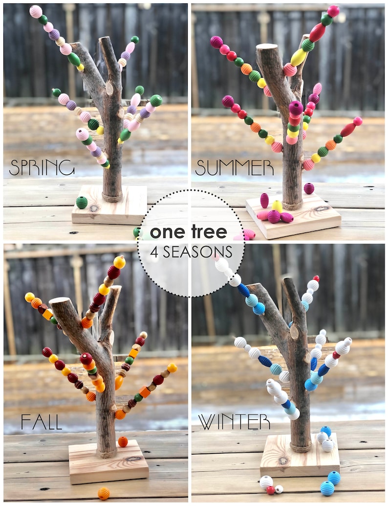 All Season Wooden Tree Educational Activity Set for Children Nature Based Learning, Waldorf, Reggio, Montessori image 2
