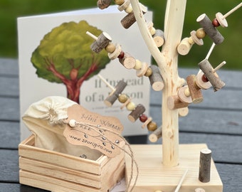 Mini árbol de madera - Juego educativo de juguetes/actividades para preescolar y jardín de infantes - Aprendizaje basado en la naturaleza, Waldorf, Reggio, Montessori