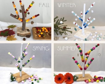 Saisonaler Mini Baum aus Holz - Lernspielzeug für Vorschule und Kindergarten - Naturbasiertes Lernen, Waldorf, Reggio, Montessori