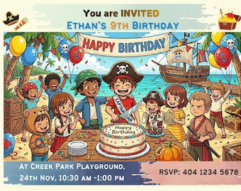Pirate Birthday Theme, Pirate Theme Birthday, Pirate, Editable, Digital, Instant Download