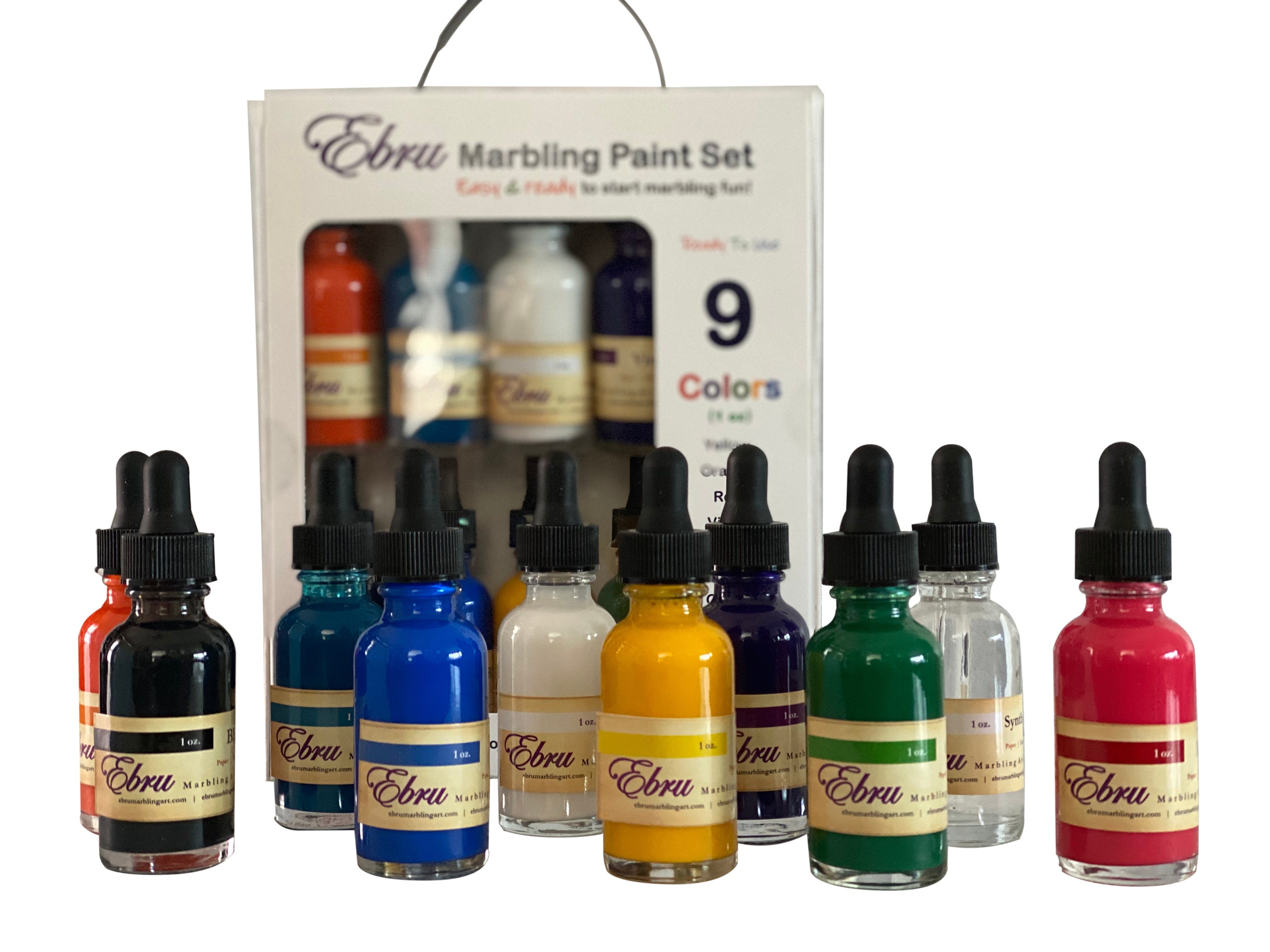 Marbling ebru Paint Colors Ready Paints Set 9 Colors 